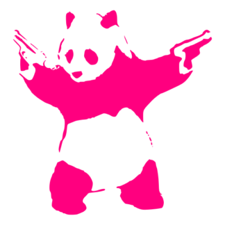 Guns Out Panda Decal (Hot Pink)